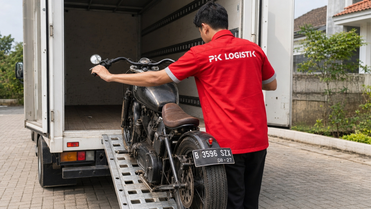 unloading_motor_custom_aman Jasa Kirim Motor ke Sumatera Selatan